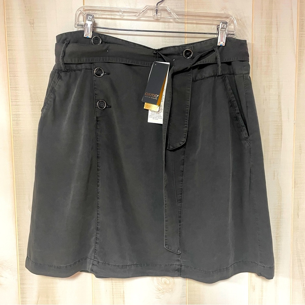 NWT Oxmo Dark Gray Balucci Tie Button Skirt With Picket Sz 42